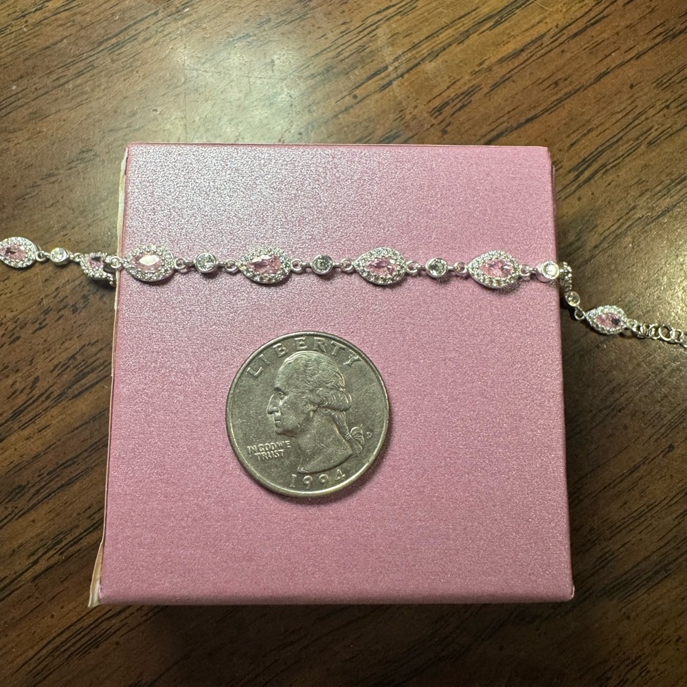 Elegant Pink and Silver Bracelet